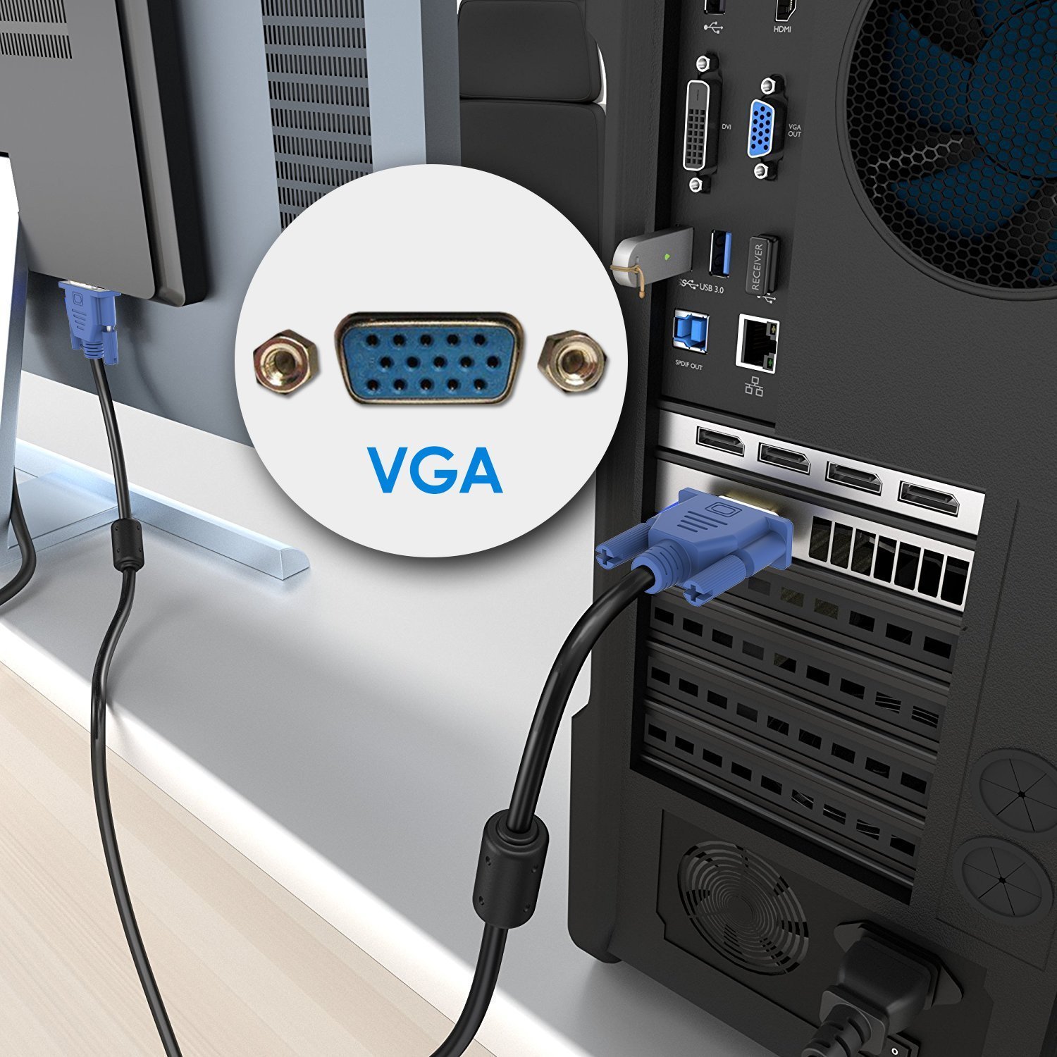 Cable VGA macho - macho 6 mts filtro , conectores de niquel